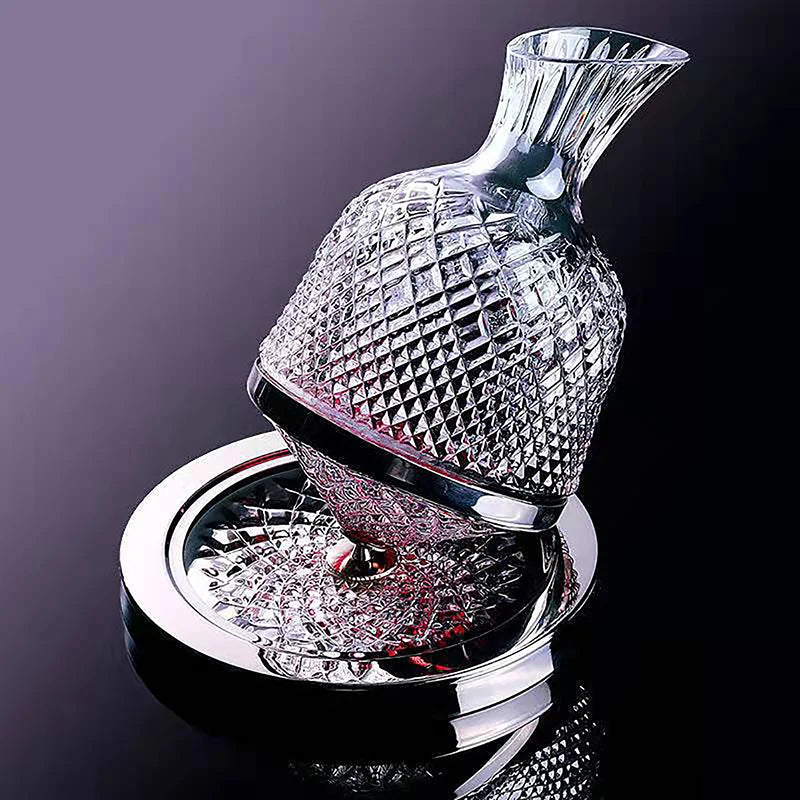 High Grade Crystal Glass 360 Rotating Decanter Tumbler 1500Ml Decanter Wine Dispenser Aerator Mirror Jug Gift Bar Decoration