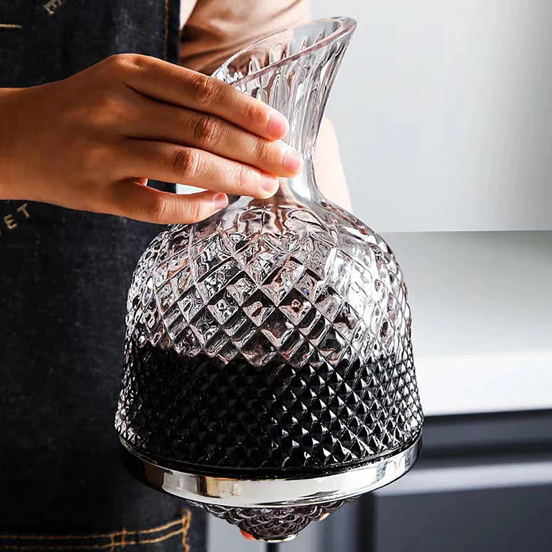 High Grade Crystal Glass 360 Rotating Decanter Tumbler 1500Ml Decanter Wine Dispenser Aerator Mirror Jug Gift Bar Decoration